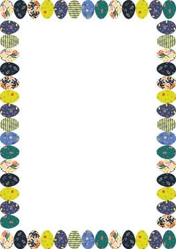 Colorful Easter eggs empty frame. Easter holidays border frame design templat Stock Illustration