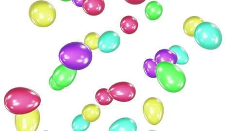 Colorful Easter eggs falling from the top looping 3D animation with alpha Video stock 168330782