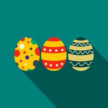 Colorful easter eggs flat icon Stock Illustration