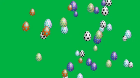 Colorful easter eggs floating from left to right side on green screen animati Stock Footage 266787858