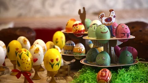 Colorful Easter eggs Stock Footage 87644162