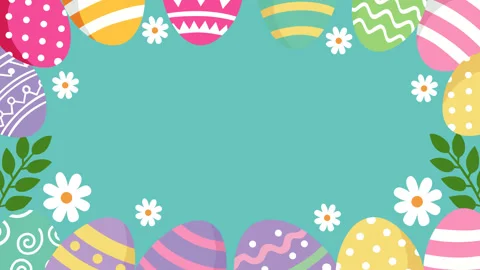 Colorful Easter Eggs Frame with Floral Spring Background Video stock 331626332