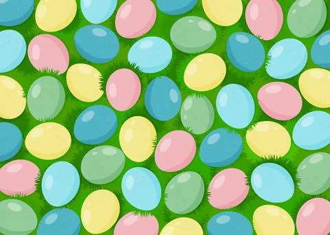 Colorful Easter Eggs in Grass Wallpaper Background Stock Illustration