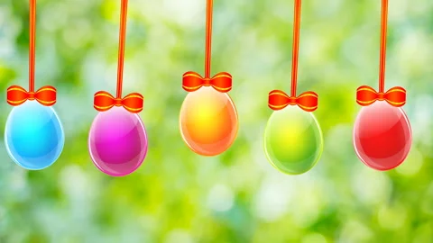 Colorful Easter eggs on green abstract background Video stock 86102282