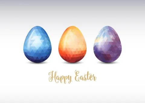 Colorful Easter eggs greeting. Polygonal vector design, low poly Illustrazione stock