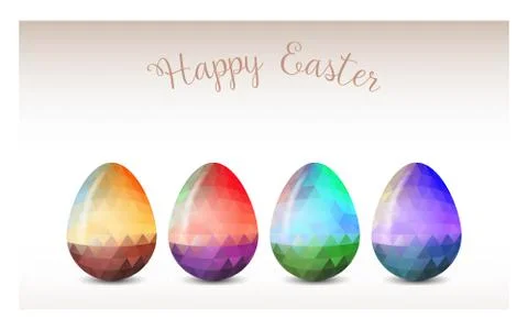 Colorful Easter eggs greeting. Polygonal vector design, low poly Stock Illustration