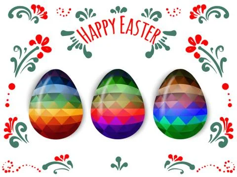 Colorful Easter eggs greeting. Polygonal vector design, low poly Illustrazione stock