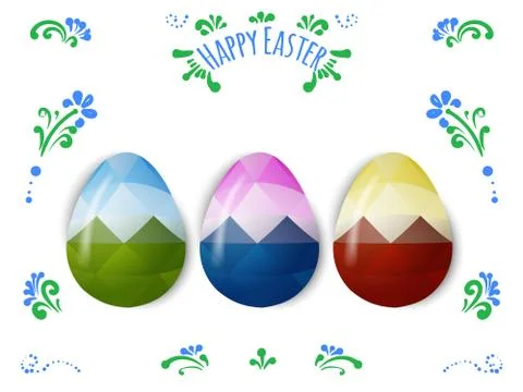 Colorful Easter eggs greeting. Polygonal vector design, low poly Illustrazione stock