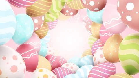 Colorful easter eggs hole, greetings and presents for Easter day background Stock Illustration