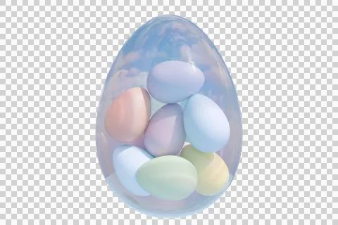 Colorful Easter eggs inside a decorative glass egg Illustrazione stock