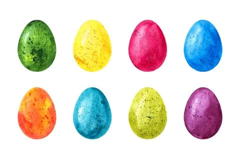 Colorful Easter eggs isolated on white background Stock Illustration