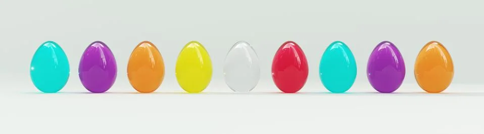 Colorful Easter Eggs isolated on white background - Transparent Glass - Panor Stock Illustration