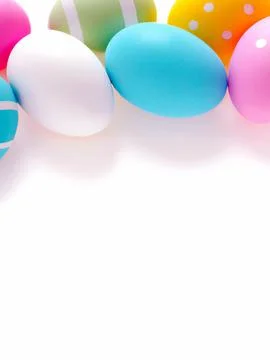 Colorful easter eggs isolated on a white background – Digital 3D Illustration Stock Illustration