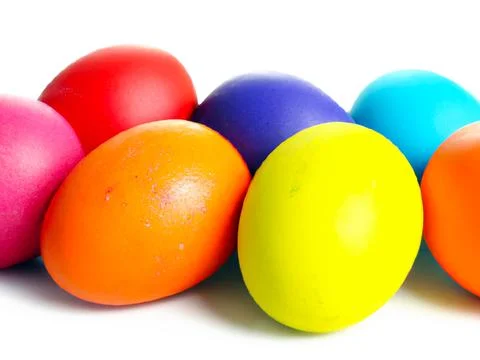 Colorful easter eggs isolated on a white background – Digital 3D Illustration Illustrazione stock