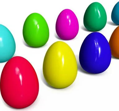 Colorful easter eggs isolated on a white background – Digital 3D Illustration Stock Illustration