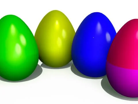 Colorful easter eggs isolated on a white background – Digital 3D Illustration Stock Illustration