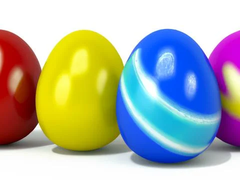 Colorful easter eggs isolated on a white background – Digital 3D Illustration Stock Illustration