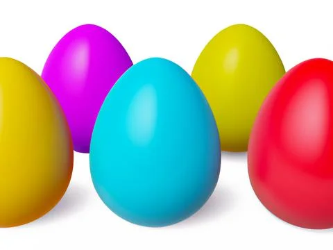 Colorful easter eggs isolated on a white background – Digital 3D Illustration Stock Illustration