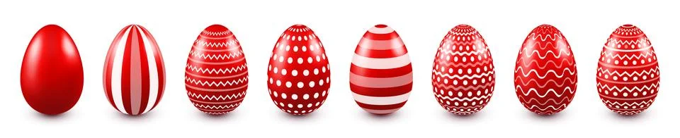 Colorful Easter eggs isolated on white background. Seasonal spring decoration Stockillustratie