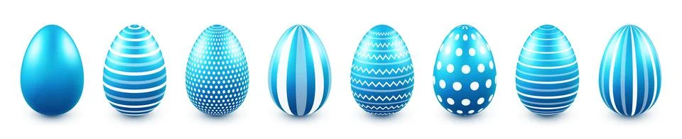 Colorful Easter eggs isolated on white background. Seasonal spring decoration Stock Illustration