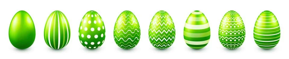 Colorful Easter eggs isolated on white background. Seasonal spring decoration Illustrazione stock