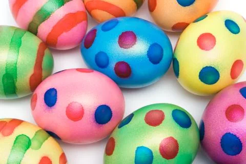 Colorful Easter Eggs Isolated on a White Background Stockfoto's