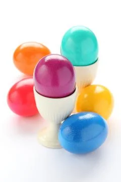 Colorful easter eggs isolated on white background Stock Photos
