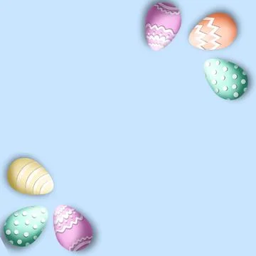 Colorful Easter eggs on light blue background Stock Illustration