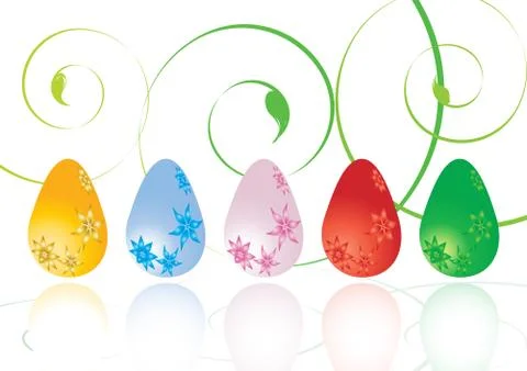 Colorful easter eggs over white, vector illustration Stock Illustration
