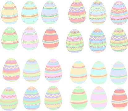 Colorful easter eggs pack. Vector illustration template Illustrazione stock