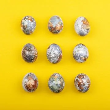 Colorful easter eggs painted in natural products blueberries and onion peels, Stock Photos