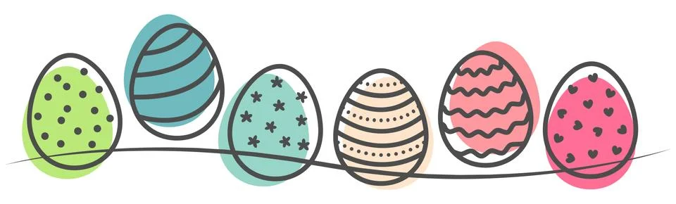 Colorful easter eggs painted vector drawing isolated Stock Illustration