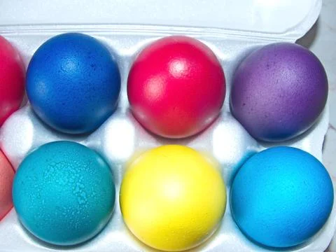 Colorful Easter eggs - part of the passover meal. Happy Day Bright Easter! Foto stock