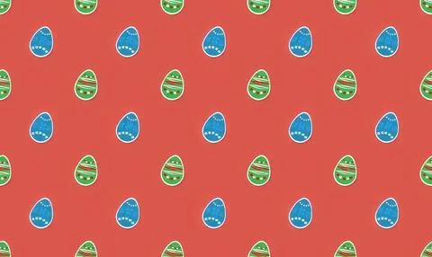 Colorful easter eggs pattern on red background Stock Illustration