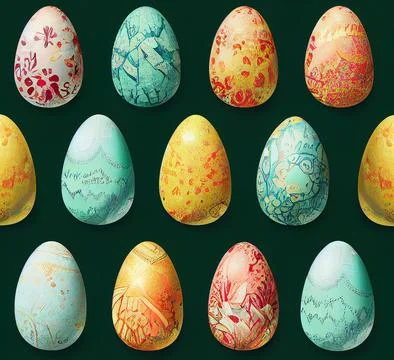 Colorful easter eggs pattern. Seamless background Ilustración de archivo