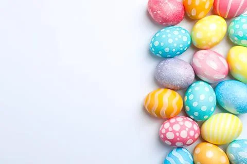 Colorful easter eggs with patterns on a white background Stock Photos