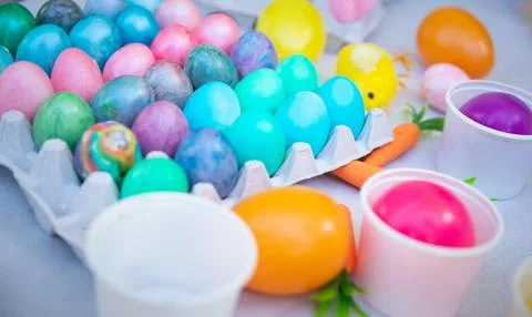Colorful Easter eggs Stockfoto's