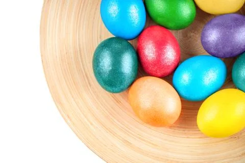 Colorful Easter eggs on the plate Stock Photos
