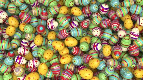 Colorful Easter eggs pour down, filling the screen with a festive pattern, .. Stock Footage 263771196