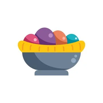 Colorful easter eggs resting in a decorative bowl Stock Illustration