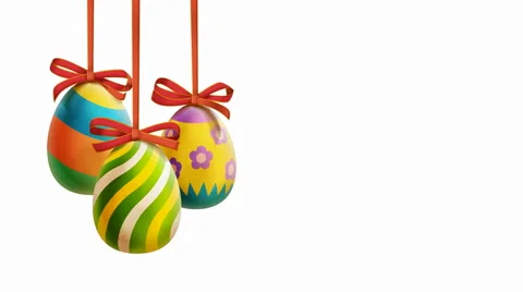 Colorful Easter Eggs with ribbons Stock Footage 47463410