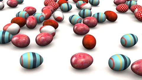 Colorful Easter eggs rolling down on slope Illustration