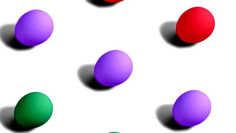 Colorful Easter Eggs rotating in rows in seamless loop on white background. Stock Footage 150045630