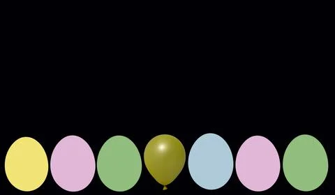 Colorful Easter eggs in a row on a black background. Celebratory activity d.. 스톡 일러스트