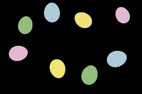 Colorful Easter eggs in a row on a black background. Celebratory activity d.. 스톡 일러스트