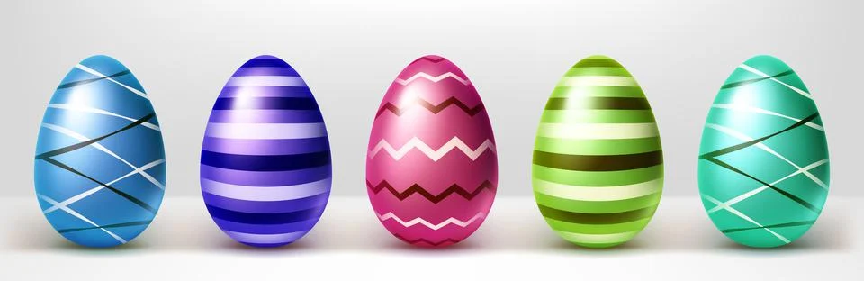 Colorful Easter eggs row, isolated vector objects Illustrazione stock
