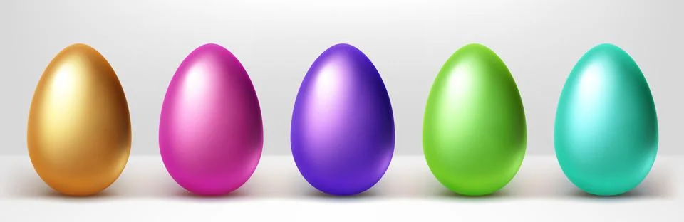 Colorful Easter eggs row, isolated design elements Stock Illustration