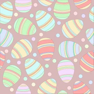 Colorful easter eggs seamless pattern with outlines. Illustration with dots Stock Illustration
