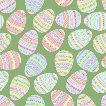 Colorful easter eggs seamless pattern with outlines. Vector illustration Stock Illustration