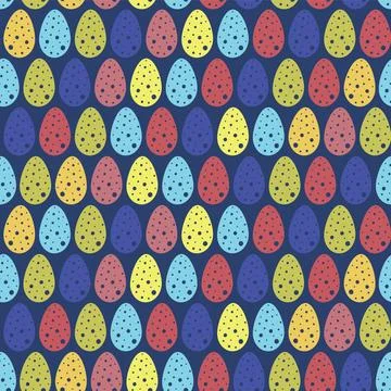 Colorful easter eggs seamless pattern. Easter holidays on beige background. Stock Illustration